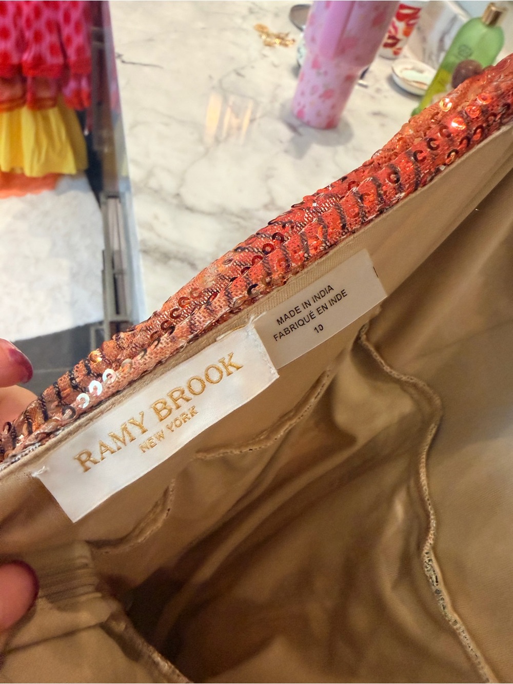 Ramy Brook Reyna Rust and Gold Plunging Halter Zigzag Maxi Dress - Picture 7 of 7